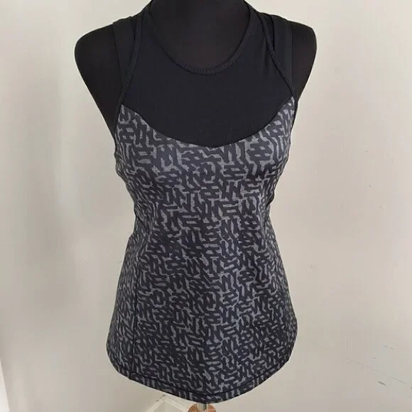 LULULEMON Running In The City Tank sz 6 tank top yoga active wear net pop black - Picture 2 of 6